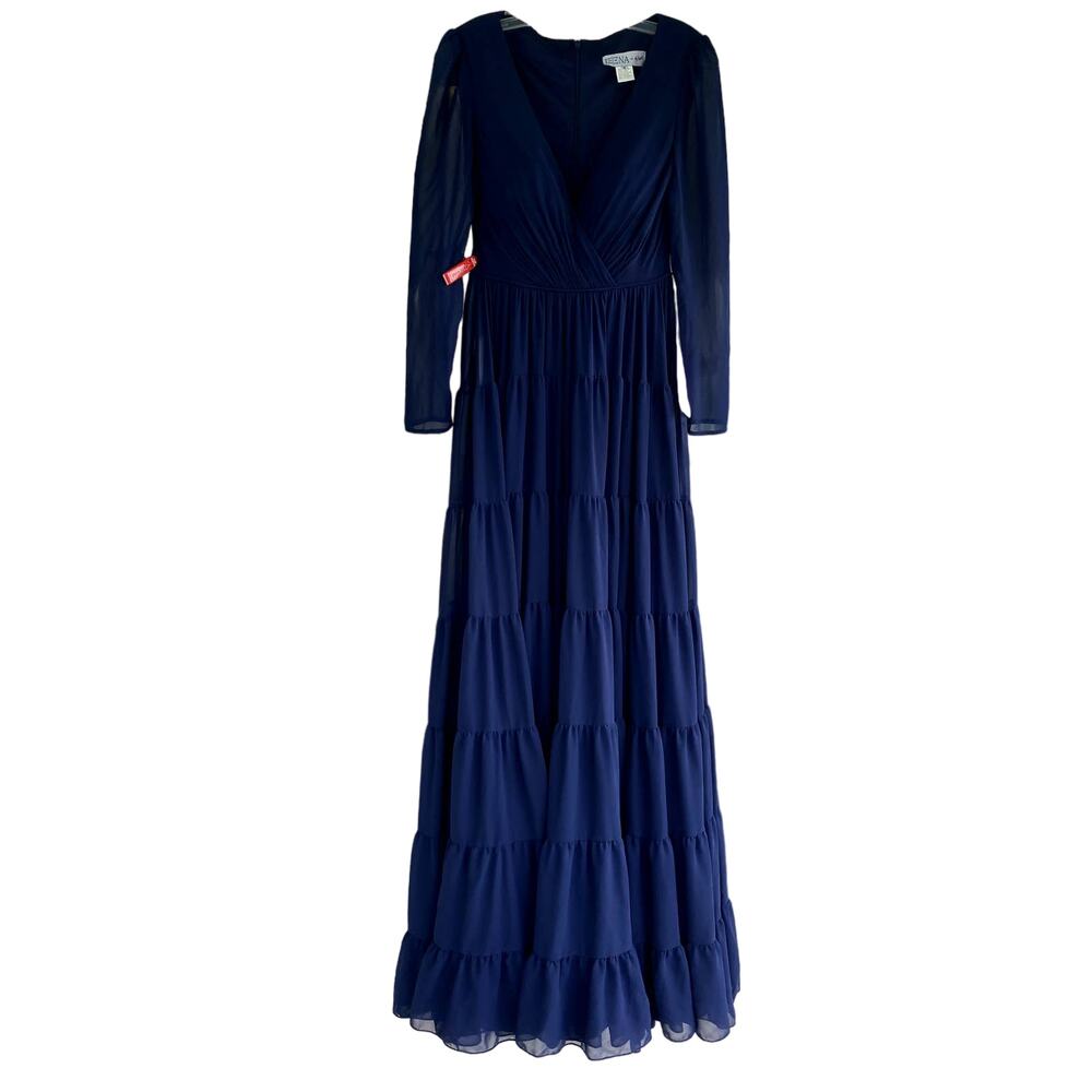Mac Duggal 55311 Long Sleeve Ruffle Tiered Evening Gown 4 A Line - Picture 2 of 7